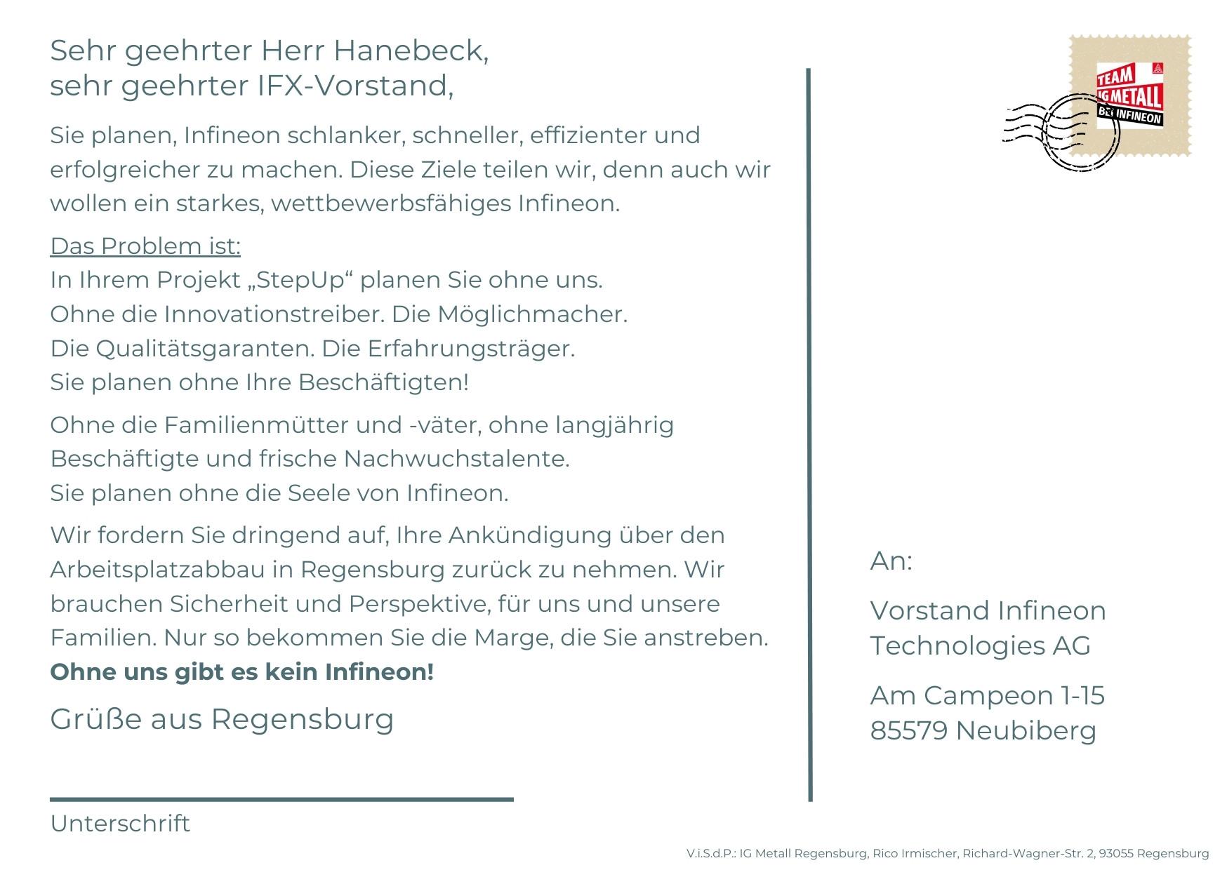 Rückseite Postkarte Infineon