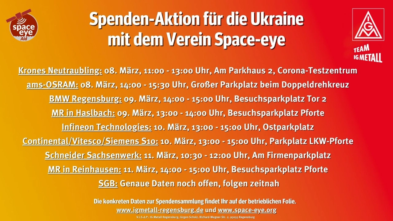Der Aufruf zur Sachspende-Aktion zur Unterstützung der Menschen in der Ukraine