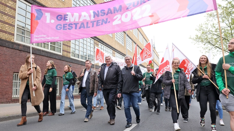 „GeMAInsam Zukunft gestalten“ - Kundgebung zum 1. Mai 2022 in Aachen.