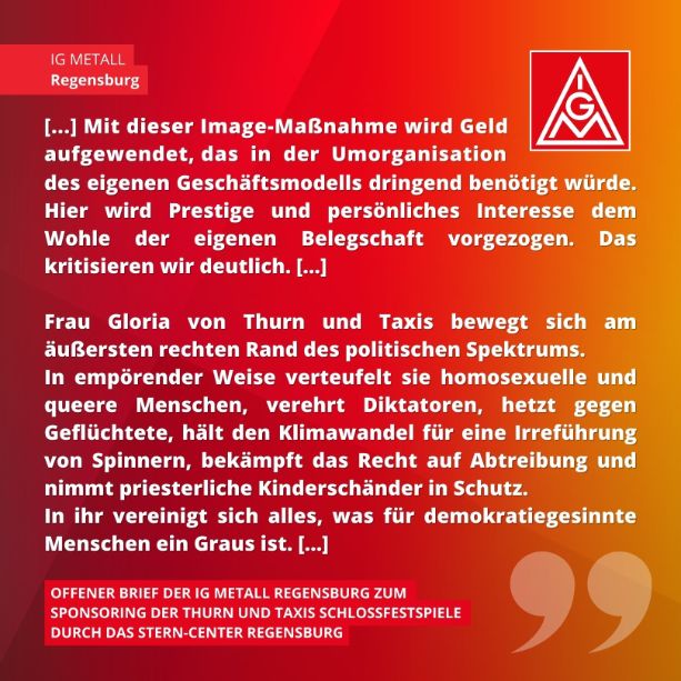 Offener Brief ans Stern-Center Regensburg zum Sponsoring der Schlossfestspiele, SharePic 2